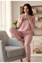 Women's Heart Printed Waffle Fabric 100% Cotton Pajama Set - 2
