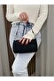 Women's Black Stone Hand and Shoulder Bag - Chain Strap Detail - 3
