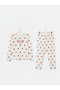 Women's Heart Printed Waffle Fabric 100% Cotton Pajama Set - 6