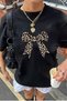 Women's Leopard Ribbon Printed Oversize T-Shirt