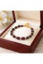 Natural Stone Bracelet with Garnet (Lal) Stone and Gold Detail - 3