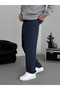 Dark Navy Blue Pleated Tencel Fabric Baggy Trousers Ke-1300 - 5