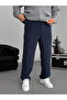 Dark Navy Blue Pleated Tencel Fabric Baggy Trousers Ke-1300 - 2