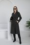 Women's Knee-Length Cashmere Coat with Pockets and Belted Waist - 5