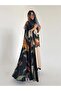 Printed Cardigan Jacket, Fashionable Abaya Robe with Headscarf - 2