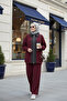 Nordic Selanik- Oversized Suit with Embroidered Detail |   Burgundy - 6
