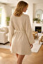 Special Knitted Fabric Front Tie Pocketed Robe De Chambre - 3