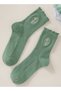 Pair of 5 New Korean Style Spring and Autumn Cotton Socks Cream Color Women's Socks Embroidered Tuli - 3