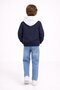 Navy Blue Embroidered Jacket and Jean Trousers Boys' Hooded 3-Piece Set 23525 - 5