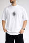 Men's Geometric Starburst Crew Neck White T-Shirt