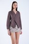 Brown V-Neck Asymmetrical Cut Button Detailed Poplin Shirt Alc-X15118 - 4