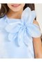 Girls Light Blue Sleeveless Dress with Flower Detail - 3
