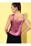 Women Pink Satin Sleeveless Top - 4