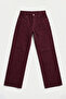 Women's Burgundy Color Lora 7S6-35 Loose Fit 100% Cotton Denim Jean - 2
