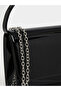 Women Black Patent Clutch Bag with Chain Strap - 3