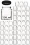 Transparent Square Jar 250ml, Black Lid, Set of 50 Pieces