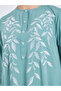 Women Blue Embroidered A-Line Jalabiya - 4