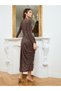 Women Brown Shimmer Knit Asymmetric Maxi Dress - 5