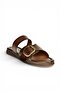 Y390350703 Brown Genuine Leather Women's Slippers - 4