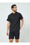Men Black Textured T-Shirt and Shorts Co-Ords - 2