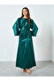 Women Teal Long Sleeves A-Line Maxi Dress - 2