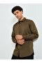 Men Olive Cotton Lycra Slim Fit Full Sleeve Shirt