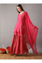 Women Pink V-Neck Embroidered Straight Kurta with Pant and Dupatta Set - 2
