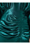 Women Teal Long Sleeves A-Line Maxi Dress - 4