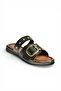 Y390450703 Black Genuine Leather Women's Slippers with Staple Detail - 5