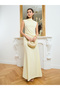 Women Yellow Sleeveless Ruched Maxi Dress - 3