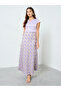 Women Lilac Short Sleeves A-Line Maxi Dress - 2
