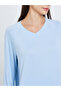 Women Blue Knitted T-Shirt and Pyjama Set - 3