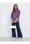 Women Purple Embroidered Cuff Long Sleeve Shirt - 2