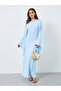 Women Blue Bell Sleeve Bodycon Maxi Dress - 3