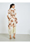 Women Brown Printed Maxi Dress with Fringed Hem - 6