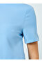 Women Blue Short Sleeves A-Line Maxi Dress - 4