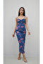 Navy Blue-Pink Thin Straps Tie-Dye Pattern Long Tulle Dress - 29854 - 4