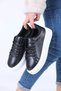 Jeri Black White Sole Matte Leather Lace-Up Women's Sports Shoes