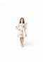 Floral Print Ruffled Crystal-Necklace Girls' Satin Dress - 3