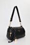 Women's Patternless Black Lock Charm Detailed Shoulder and Crossbody Bag Alice - 6