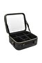 LED Mirror Makeup Storage Case with Touch Button Light, High Capacity Cosmetic Organizer Bag with Re - 3