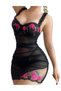 Lingerie for Women Mesh Babydoll Lingeries Lace Chemise Floral Sleepwear Dress Sheer with Thong - 3