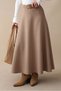 Scuba Dark Beige Skirt with Elastic Waistband - 2