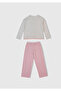 Girl's White Mix Top and Printed Bottom Patterned Pajama Set - 2
