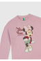 Girl's Dusty Pink-Fuchsia Top with Disney Print and Six-Patterned Curled Cuffs Pajama Set - 7