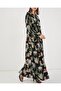 Women's Patterned Long Hijab Dress 2585 - K. Black - 6