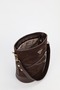 Women's Brown Suede Belt Detail Bucket-Style Hand, Shoulder and Crossbody Bag Carla - 5