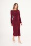 Mega Madonna Collar Burgundy Knitwear Dress - 2