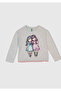 Girl's White Mix Top and Printed Bottom Patterned Pajama Set - 3