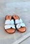 Women's Genuine Leather Stone Detailed Slippers - 3